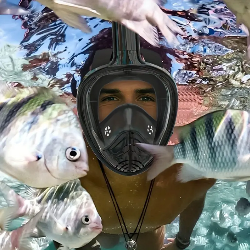 Tourist snorkeling in 'Eua, Tonga with Toafa Lodge gear